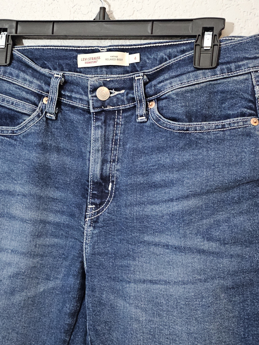 Levi Strauss Signature Vintage Relaxed Boot Jeans Womens 4 Dark Wash - Picture 2 of 8